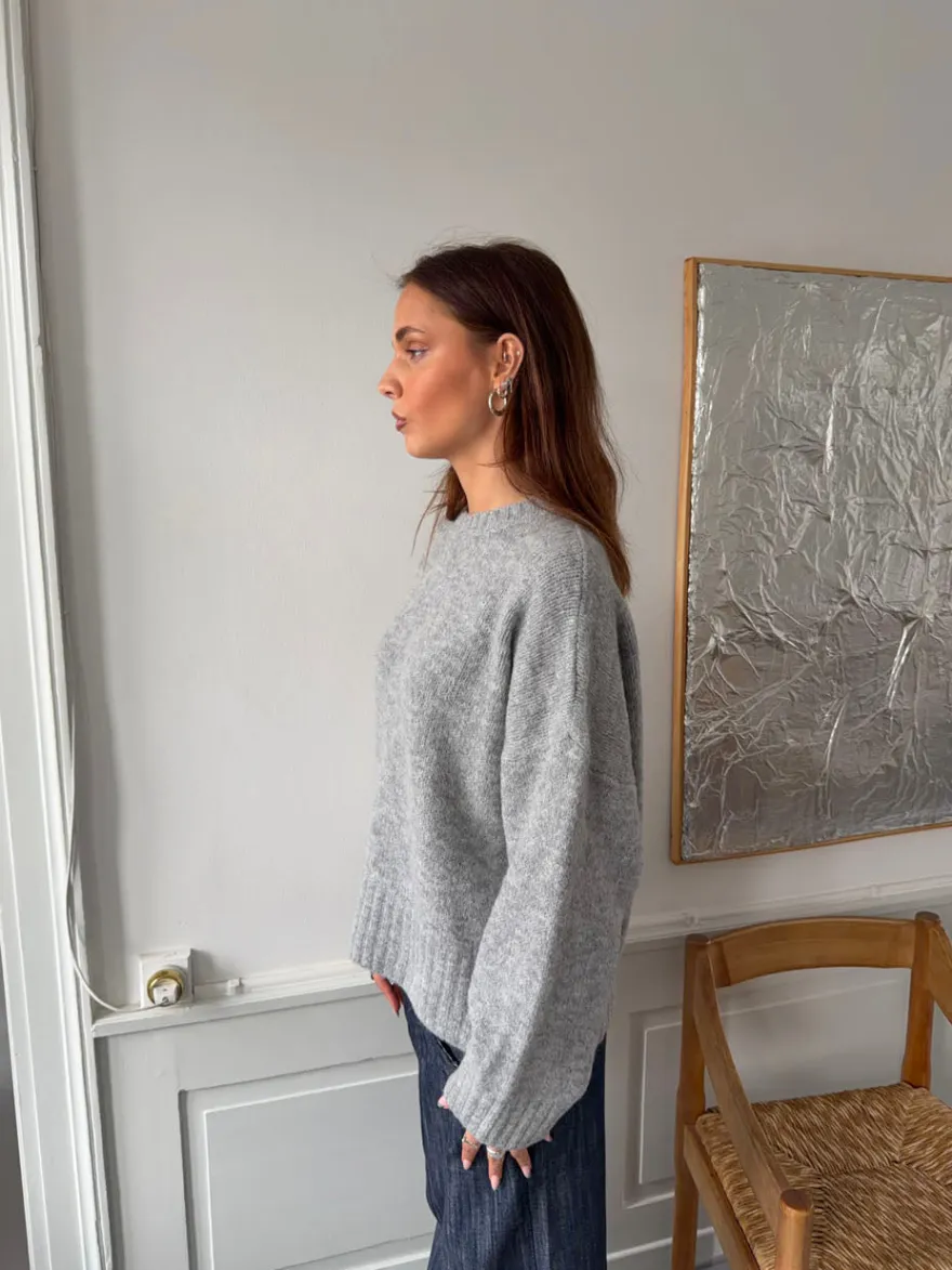 Design By Si Vicky striktrøje med ribdetaljer - Grå Best