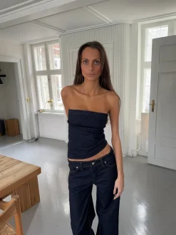 Design By Si Viki denimtop - Mørk denim Discount