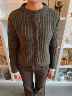 Design By Si Vincent strikket cardigan - Mørkegrøn New