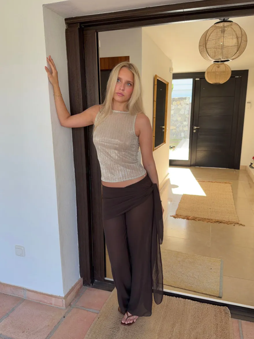 Design By Si Wendy top med pallietter - Champagne/beige Hot
