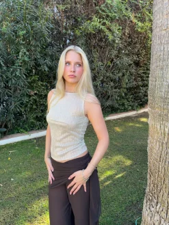 Design By Si Wendy top med pallietter - Champagne/beige Hot