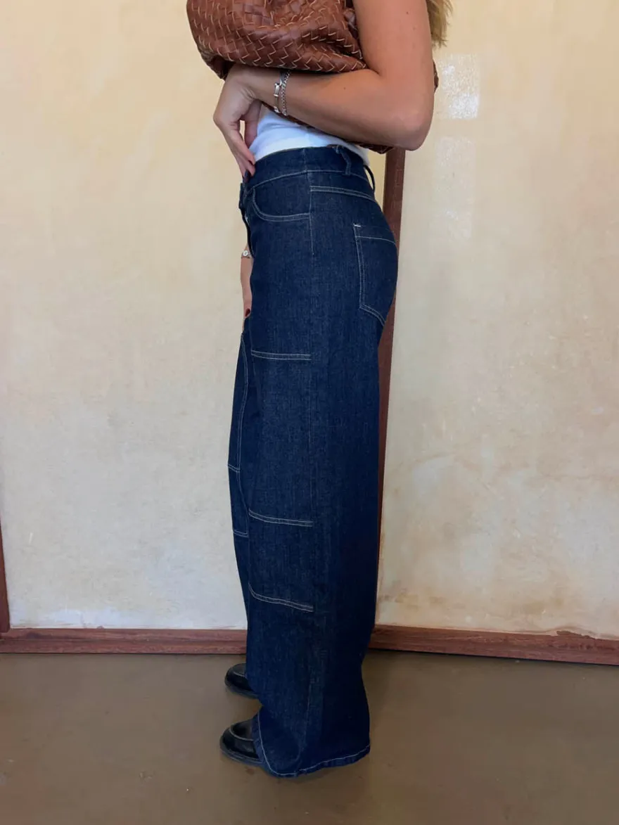 Design By Si Wilma jeans med detaljer - Mørk denim Online