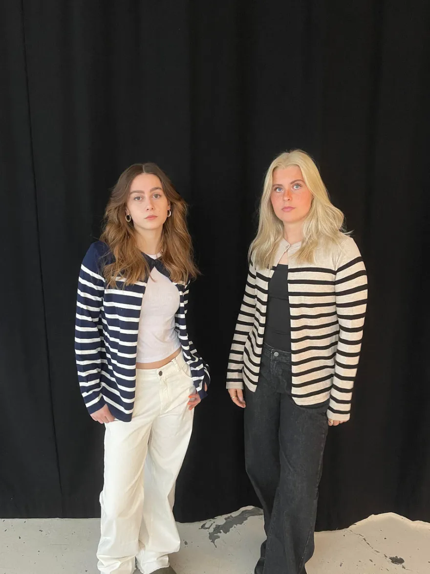 Design By Si Xenia cardigan med striber - Beige/sort New