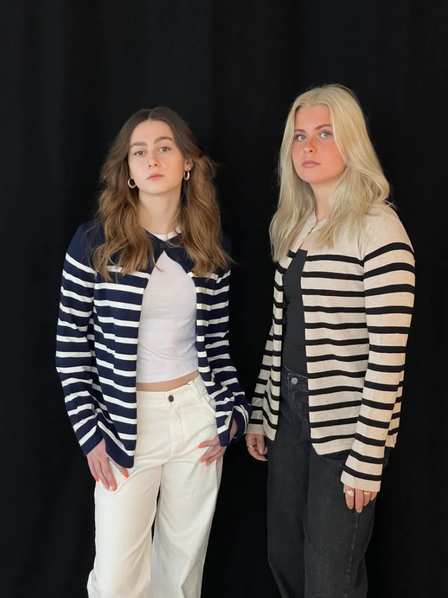 Design By Si Xenia cardigan med striber - Beige/sort New