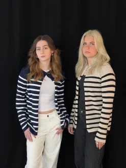 Design By Si Xenia cardigan med striber - Navy/hvid Outlet