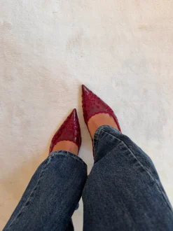 Design By Si Ydun slingback hæle med detaljer - Rød