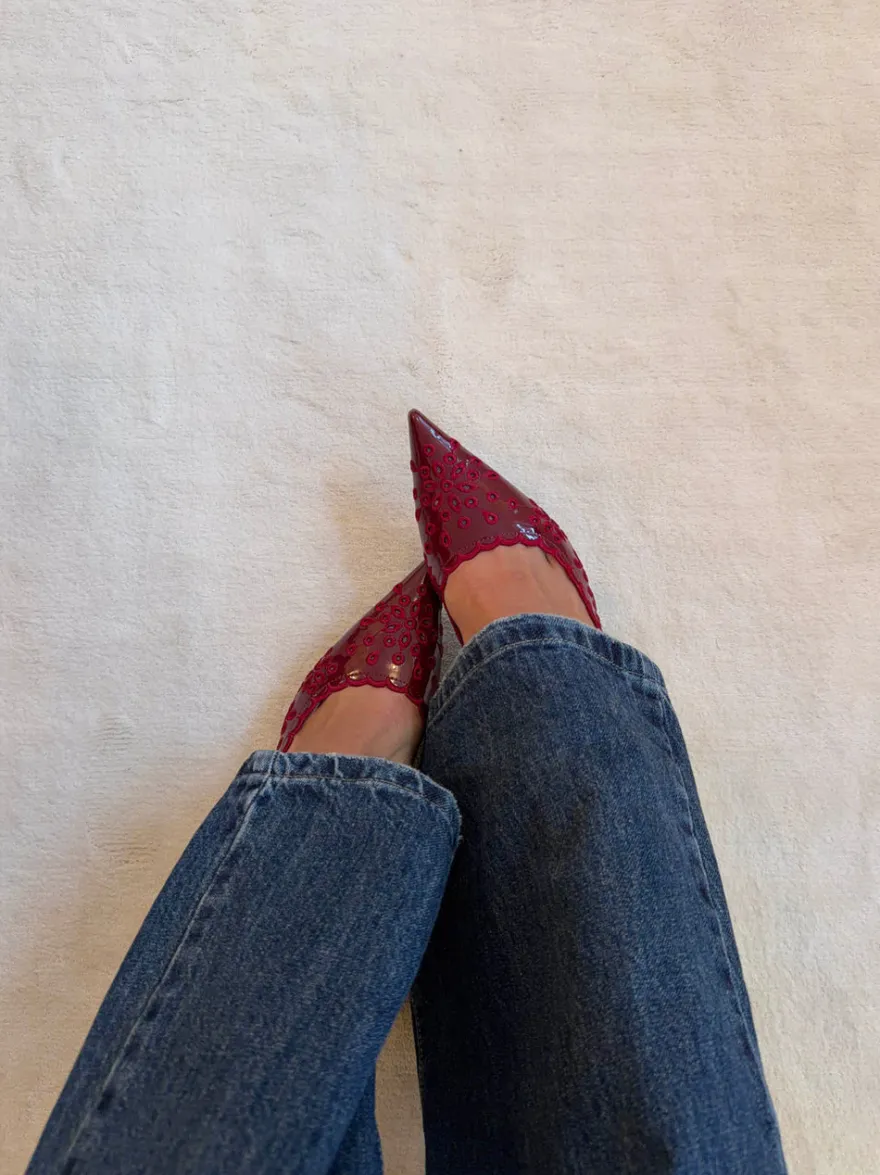 Design By Si Ydun slingback hæle med detaljer - Rød