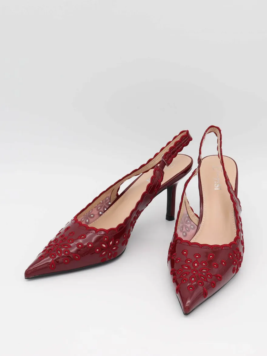 Design By Si Ydun slingback hæle med detaljer - Rød