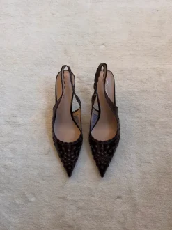 Design By Si Ydun slingback hæle med detaljer - Mørkebrun Online