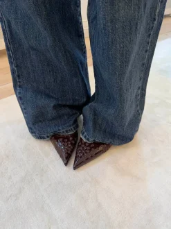 Design By Si Ydun slingback hæle med detaljer - Mørkebrun Online