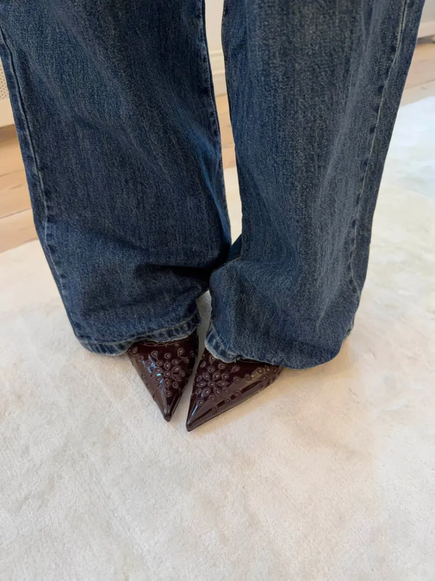 Design By Si Ydun slingback hæle med detaljer - Mørkebrun Online