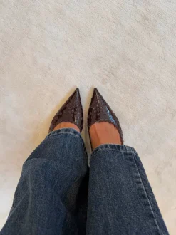 Design By Si Ydun slingback hæle med detaljer - Mørkebrun Online