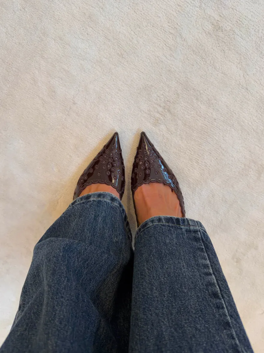 Design By Si Ydun slingback hæle med detaljer - Mørkebrun Online