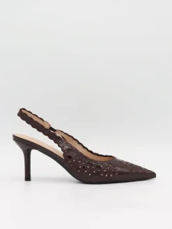 Design By Si Ydun slingback hæle med detaljer - Mørkebrun Online