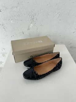 Design By Si Zamora ballerina sko med mønster og sløjfe - Navy Outlet
