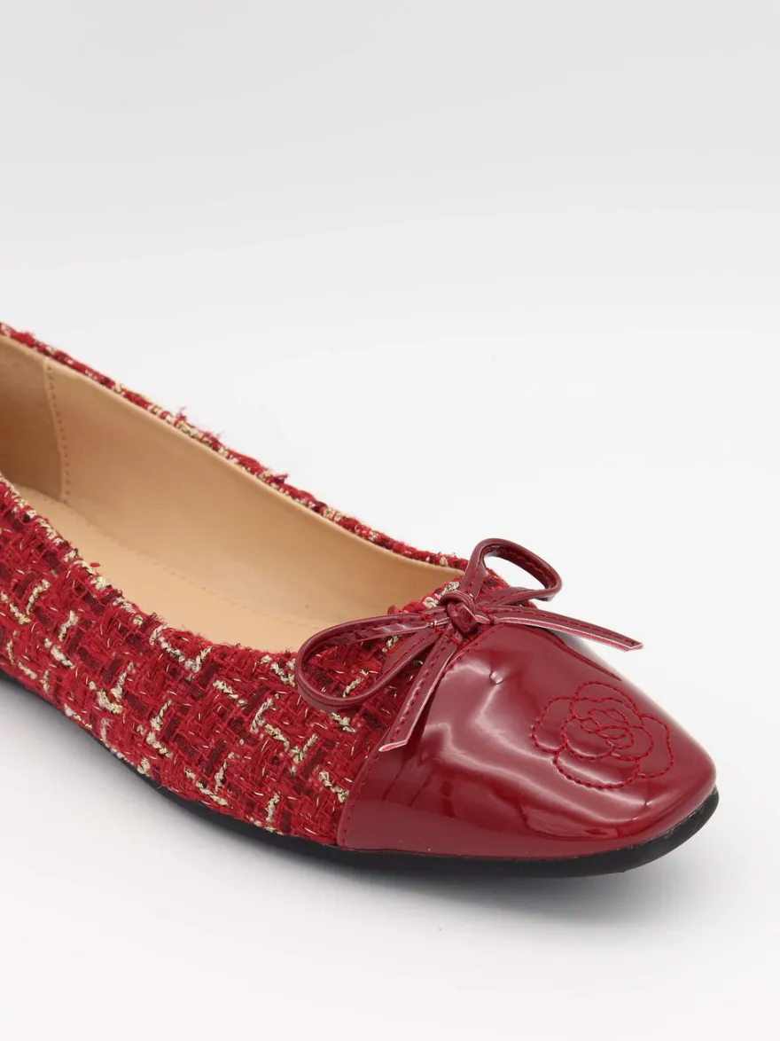 Design By Si Zamora ballerina sko mønster og sløjfe - Rød Sale