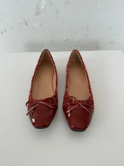 Design By Si Zamora ballerina sko mønster og sløjfe - Rød Sale