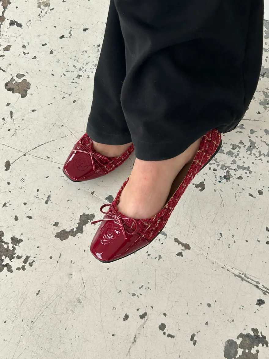 Design By Si Zamora ballerina sko mønster og sløjfe - Rød Sale