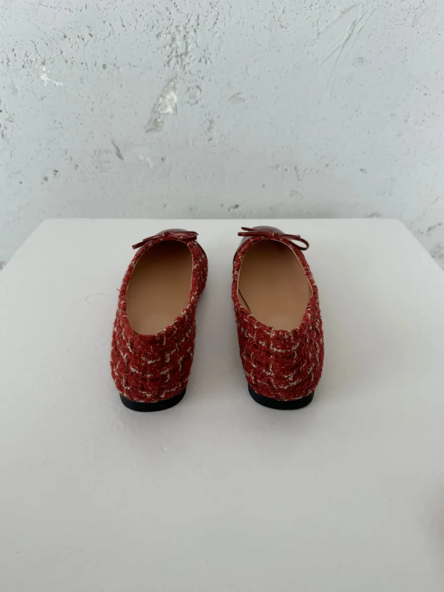 Design By Si Zamora ballerina sko mønster og sløjfe - Rød Sale