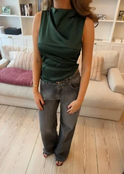 Design By Si Zandra satintop - Mørkegrøn Online