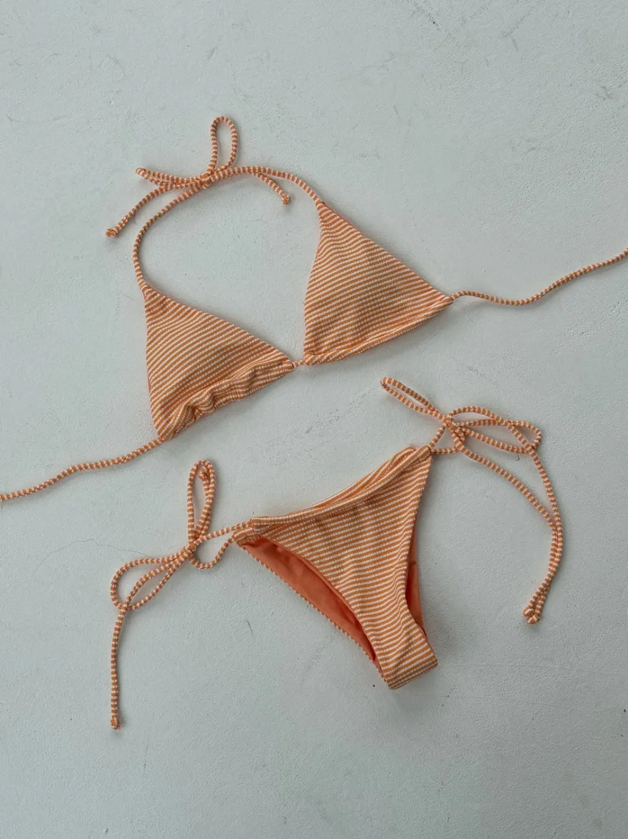 Design By Si Zendaya bikini - Orange/hvide striber Discount