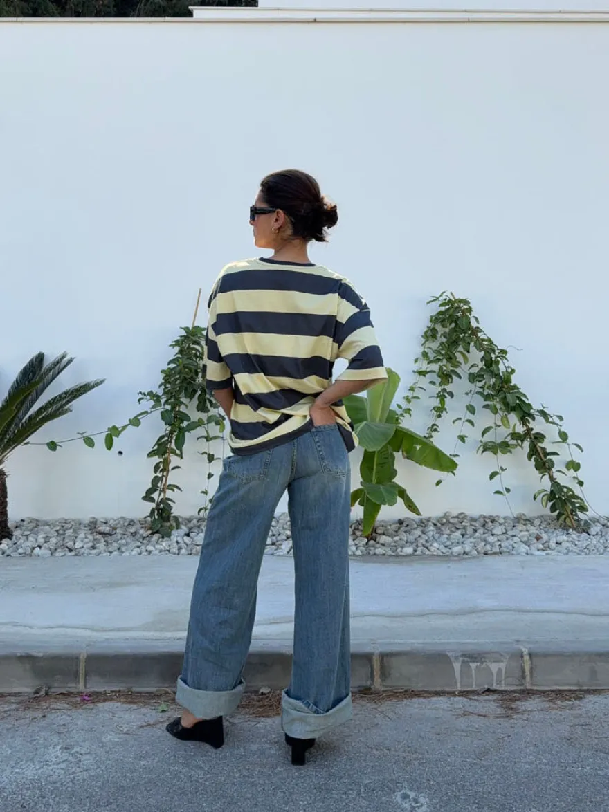 Design By Si Zinnia oversized t-shirt - Gul/grå Online
