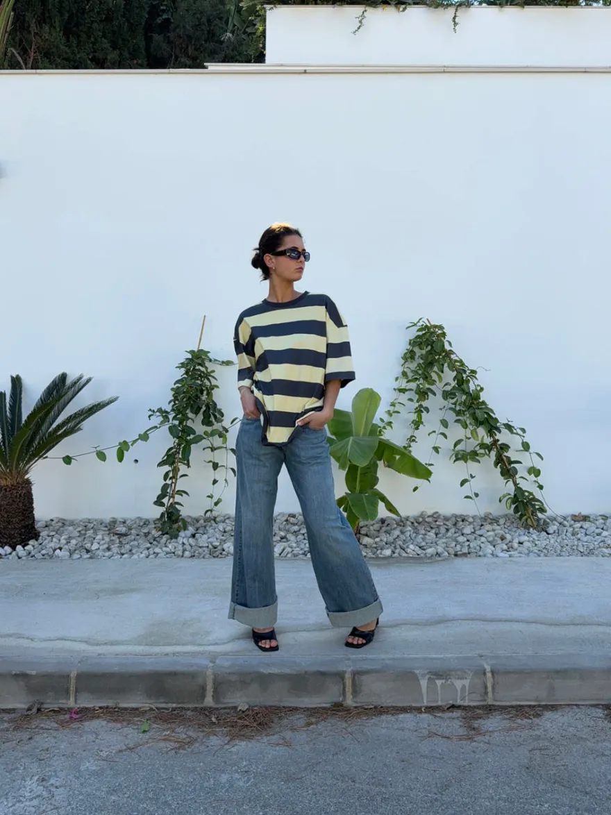 Design By Si Zinnia oversized t-shirt - Gul/grå Online