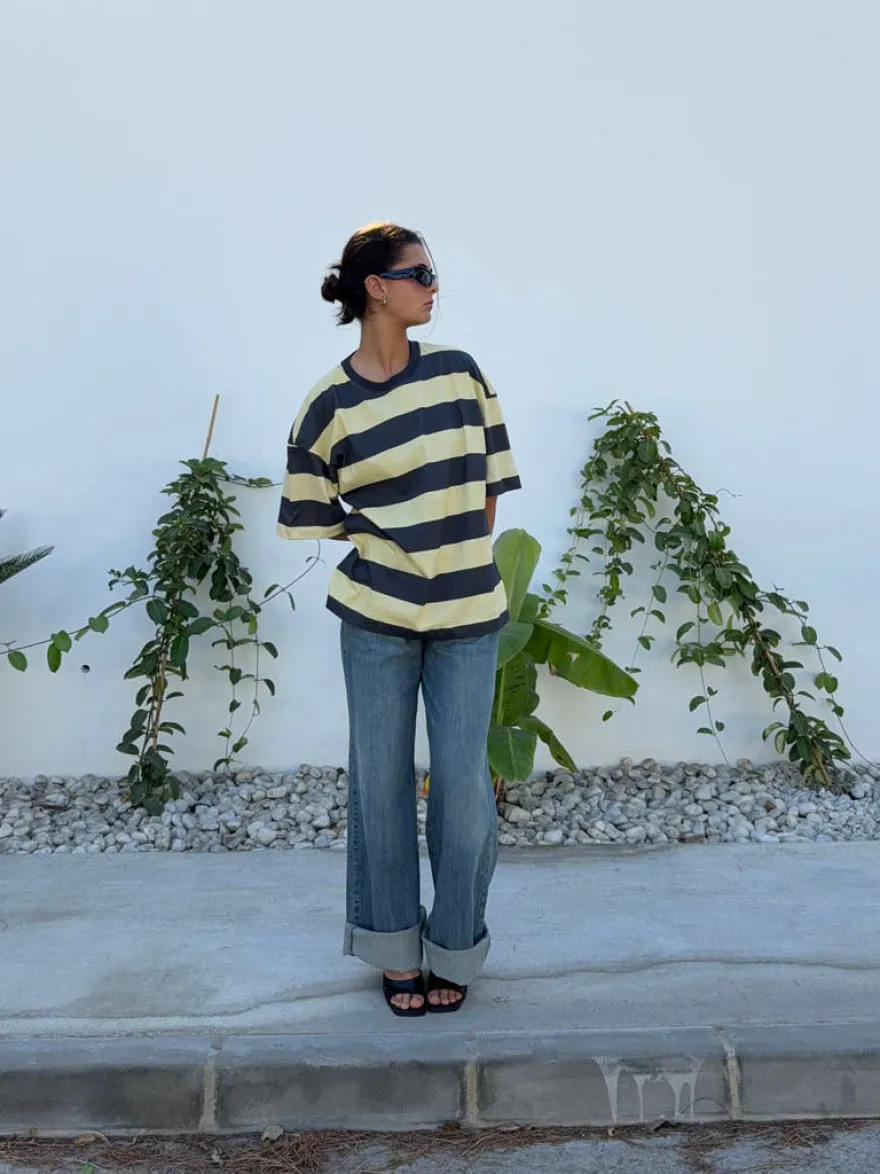 Design By Si Zinnia oversized t-shirt - Gul/grå Online