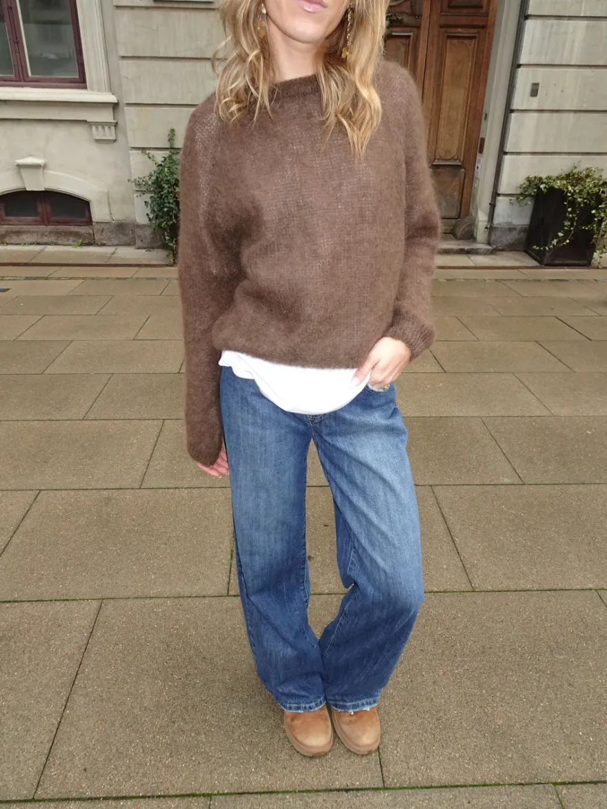 Design By Si Zuzanna mohair striktrøje - Brun Clearance