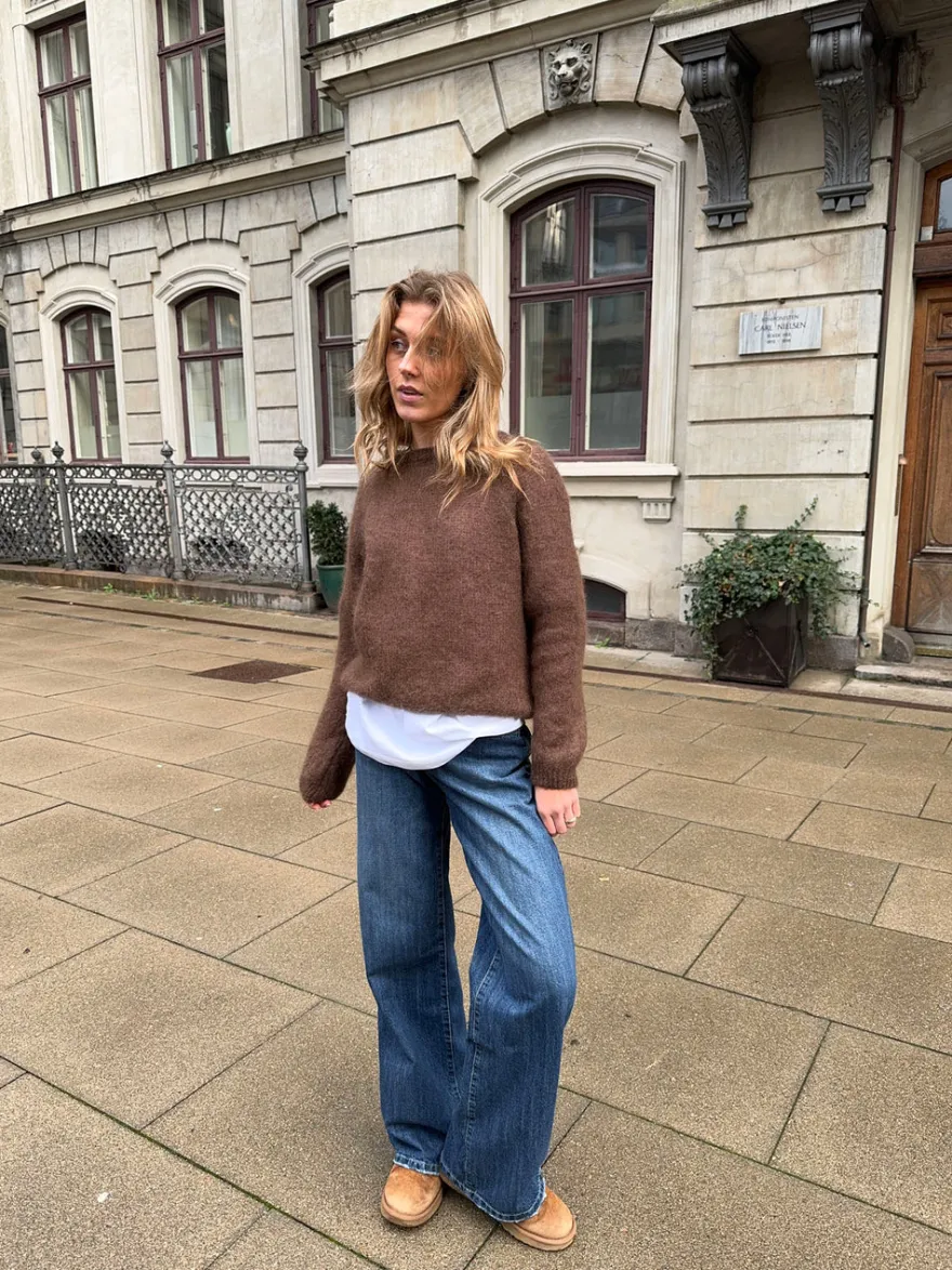 Design By Si Zuzanna mohair striktrøje - Brun Clearance