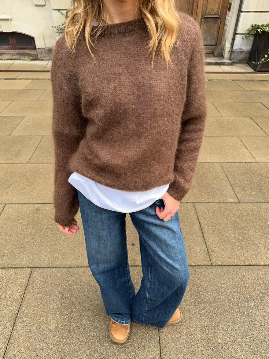 Design By Si Zuzanna mohair striktrøje - Brun Clearance